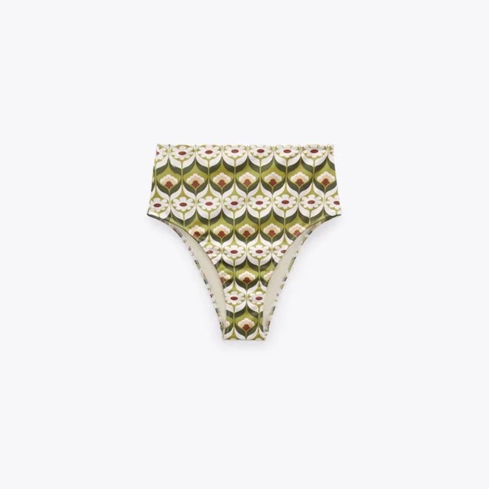 ZARA PRINTED HIGH WAIST BIKINI BOTTOM